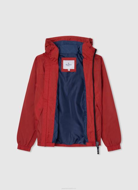 Pepe Jeans Hooded Windbreaker Jacket Boy Studio Red Z22X1564