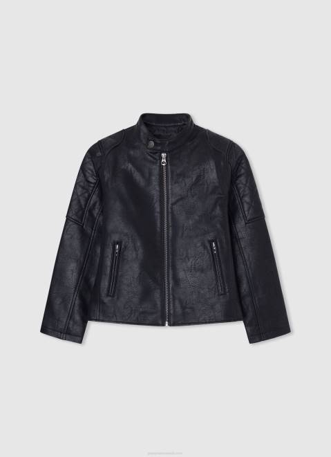 Pepe Jeans Padded Shoulder Biker Jacket Boy Black Z22X1571