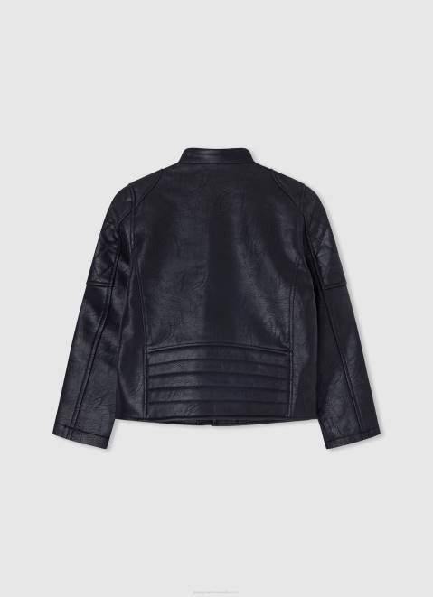 Pepe Jeans Padded Shoulder Biker Jacket Boy Black Z22X1571