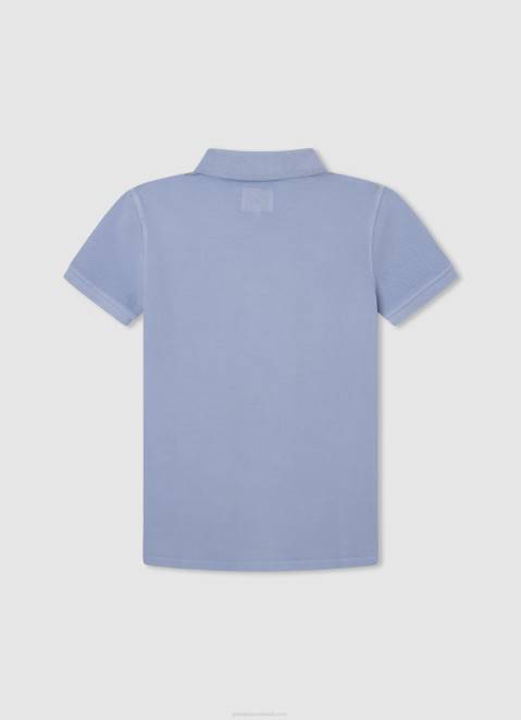 Pepe Jeans Embroidered Logo Pique Polo Shirt Boy Bleach Blue Z22X1658