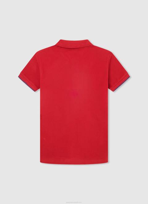 Pepe Jeans Embroidered Logo Pique Polo Shirt Boy Red Z22X1672