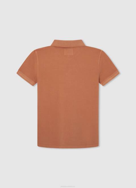 Pepe Jeans Embroidered Logo Pique Polo Shirt Boy Squash Orange Z22X1657