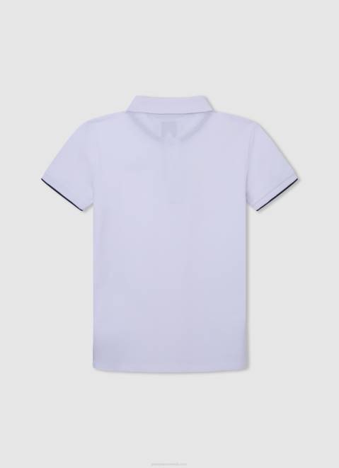 Pepe Jeans Embroidered Logo Pique Polo Shirt Boy White Z22X1661