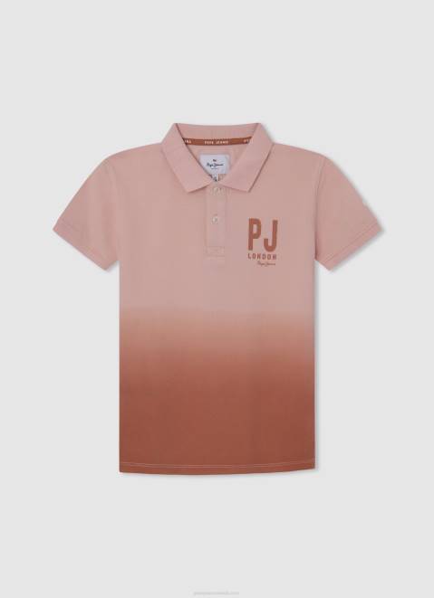 Pepe Jeans Faded Pique Polo Shirt Boy Squash Orange Z22X1668