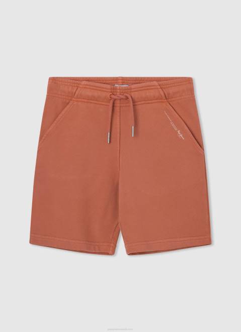 Pepe Jeans Logo Print Sporty Shorts Boy Squash Orange Z22X1687