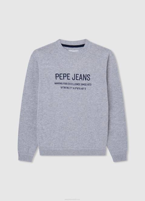 Pepe Jeans Cotton Embroidered Logo Jersey Boy Grey Marl Z22X1588