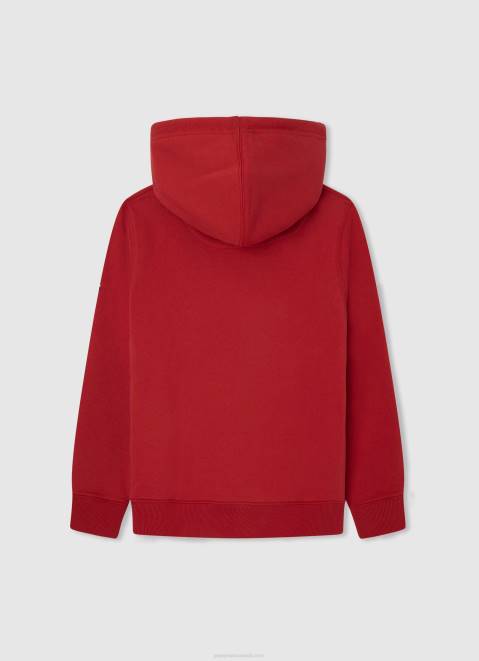 Pepe Jeans Cotton Hooded Jumper Boy Studio Red Z22X1581