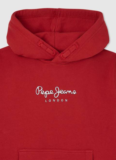 Pepe Jeans Cotton Hooded Jumper Boy Studio Red Z22X1581
