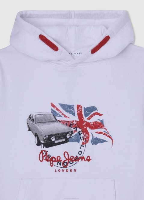 Pepe Jeans Logo Printed Hoodie Boy White Z22X1585