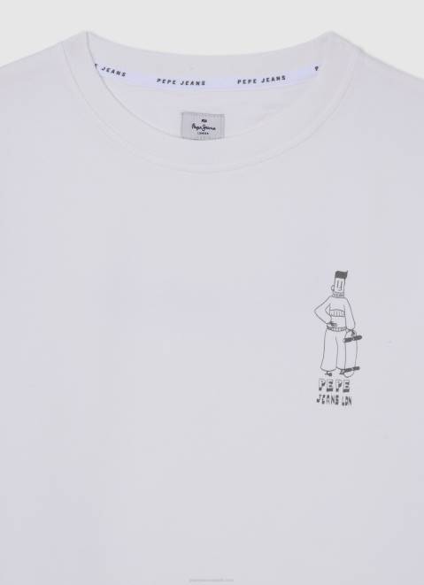 Pepe Jeans Skater Cotton Jumper Boy Off White Z22X1586
