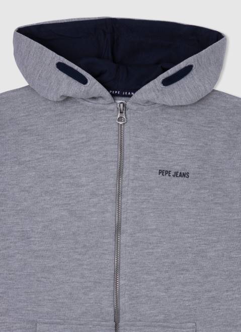 Pepe Jeans Zipped Cotton Jumper Boy Grey Marl Z22X1589