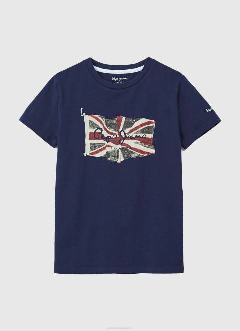 Pepe Jeans Flag And Logo T-Shirt Boy Dulwich Z22X1624