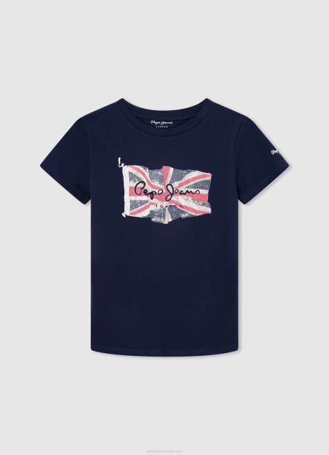 Pepe Jeans Flag And Logo T-Shirt Boy Dulwich Z22X1624