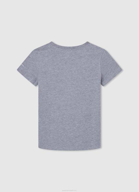 Pepe Jeans Flag And Logo T-Shirt Boy Grey Marl Z22X1635