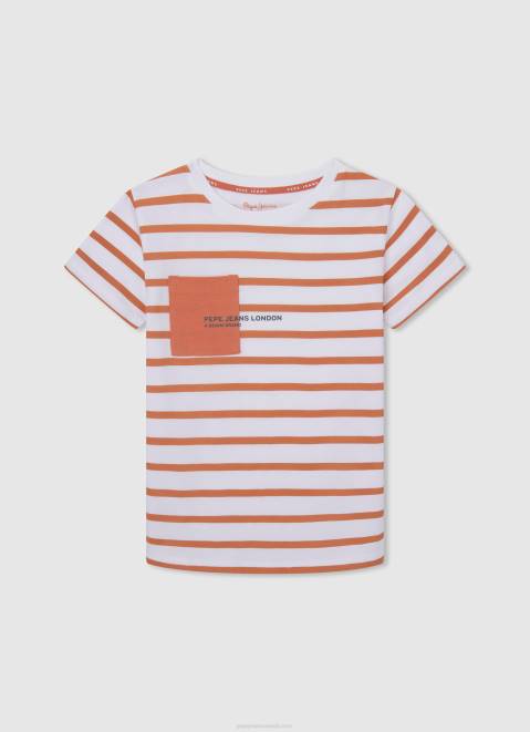 Pepe Jeans Front Pocket Logo T-Shirt Boy Squash Orange Z22X1638