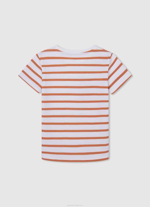 Pepe Jeans Front Pocket Logo T-Shirt Boy Squash Orange Z22X1638