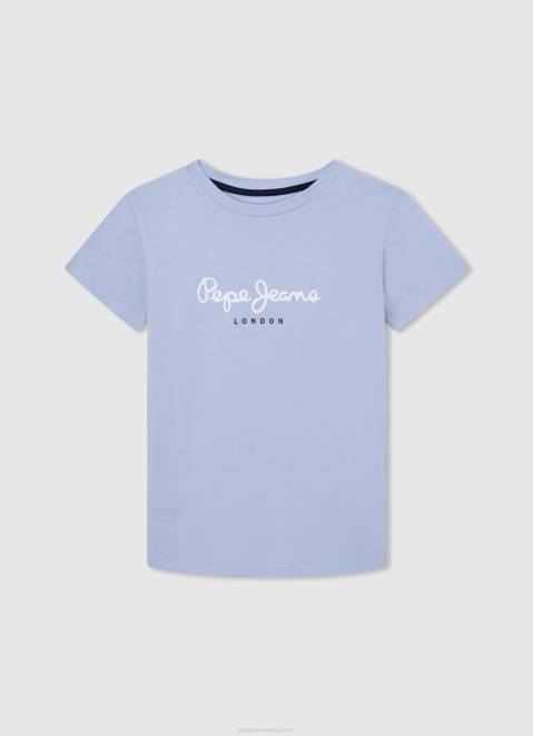 Pepe Jeans Logo Basic T-Shirt Boy Bleach Blue Z22X1637