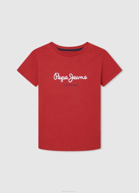 Pepe Jeans Logo Basic T-Shirt Boy Studio Red Z22X1625