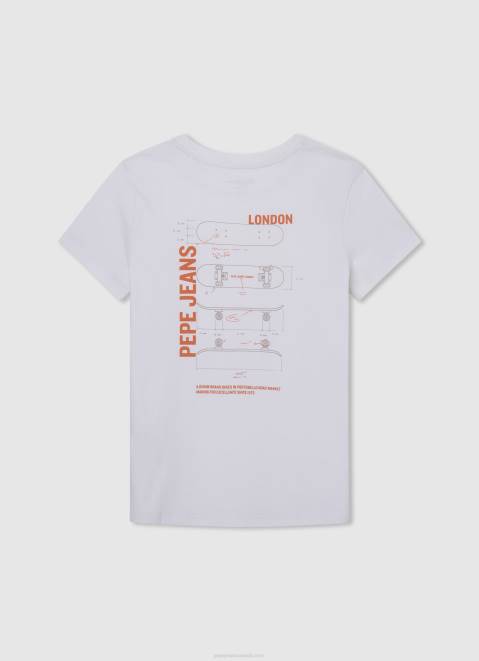Pepe Jeans Logo Print T-Shirt Boy Off White Z22X1620