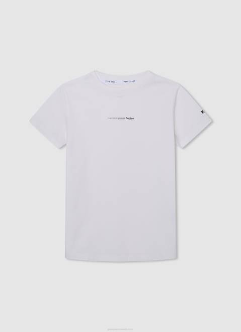 Pepe Jeans Logo Print T-Shirt Boy Off White Z22X1643