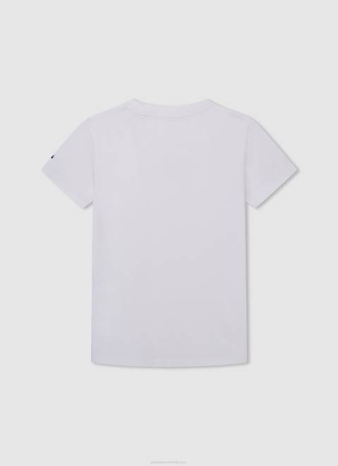 Pepe Jeans Logo Print T-Shirt Boy Off White Z22X1643