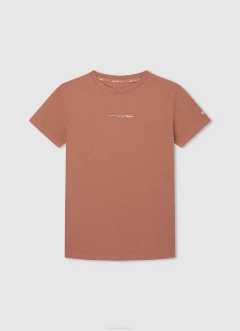 Pepe Jeans Logo Print T-Shirt Boy Squash Orange Z22X1617