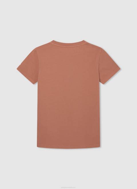 Pepe Jeans Logo Print T-Shirt Boy Squash Orange Z22X1617