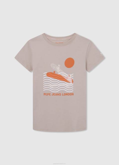 Pepe Jeans Logo Print T-Shirt Boy Squash Orange Z22X1617