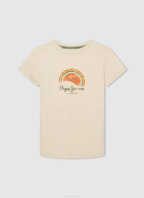 Pepe Jeans Logo Print T-Shirt Boy Squash Orange Z22X1617