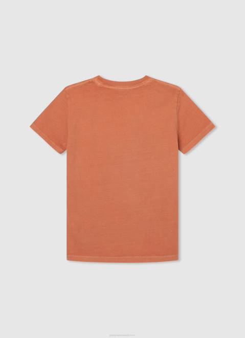Pepe Jeans Logo Print T-Shirt Boy Squash Orange Z22X1651