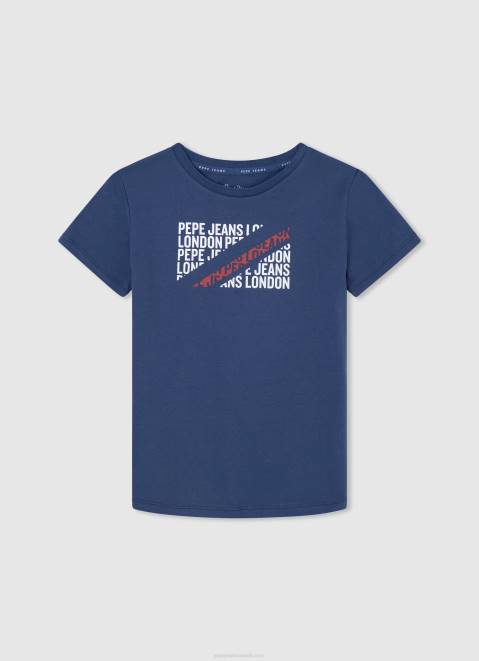 Pepe Jeans Logo Print T-Shirt Boy Squash Orange Z22X1651
