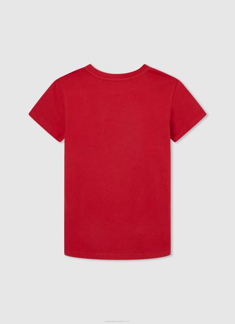 Pepe Jeans Logo Print T-Shirt Boy Studio Red Z22X1647