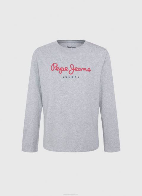 Pepe Jeans Long-Sleeved Front Logo T-Shirt Boy Grey Marl Z22X1631