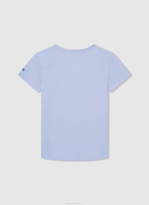 Pepe Jeans Printed Logo Cotton T-Shirt Boy Bleach Blue Z22X1632