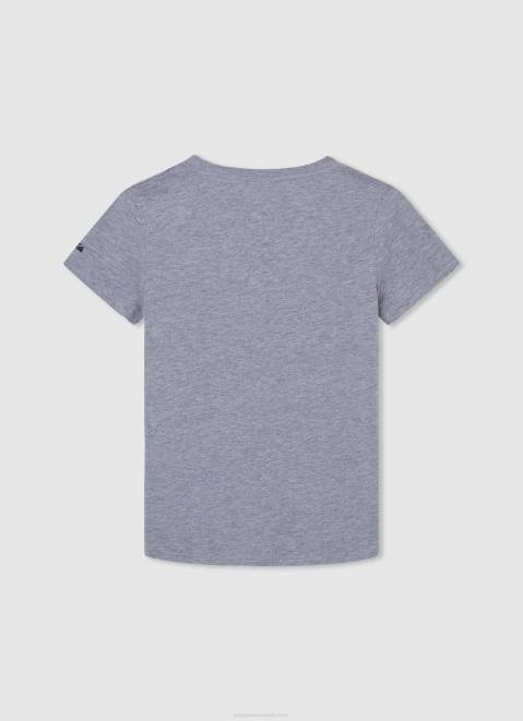 Pepe Jeans Printed Logo Cotton T-Shirt Boy Grey Marl Z22X1634