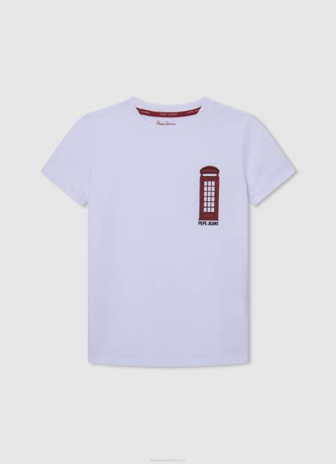 Pepe Jeans Telephone Booth Cotton T-Shirt Boy White Z22X1654