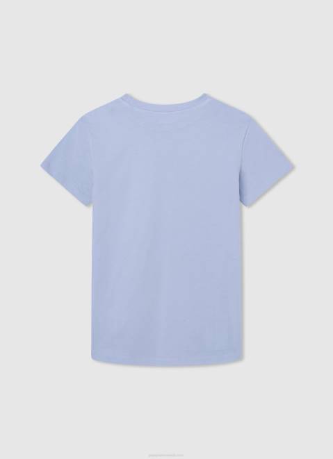 Pepe Jeans Vertical Logo Cotton T-Shirt Boy Bleach Blue Z22X1628