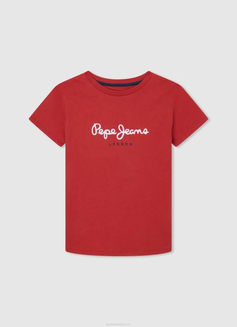 Pepe Jeans Vertical Logo Cotton T-Shirt Boy Bleach Blue Z22X1628
