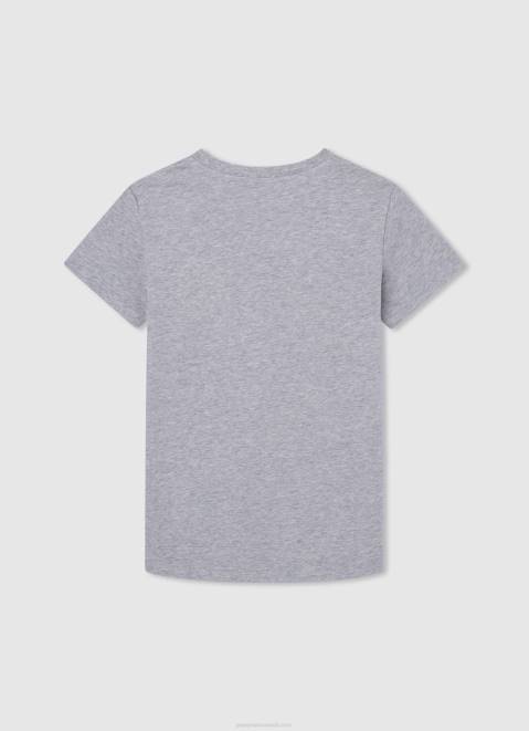 Pepe Jeans Vertical Logo Cotton T-Shirt Boy Grey Marl Z22X1650