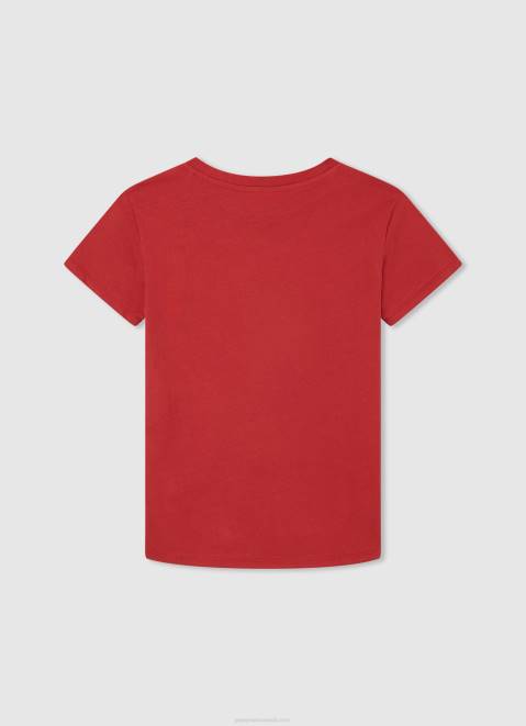 Pepe Jeans Vertical Logo Cotton T-Shirt Boy Studio Red Z22X1608