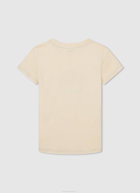 Pepe Jeans Worn-Effect Logo T-Shirt Boy Ivory Z22X1615
