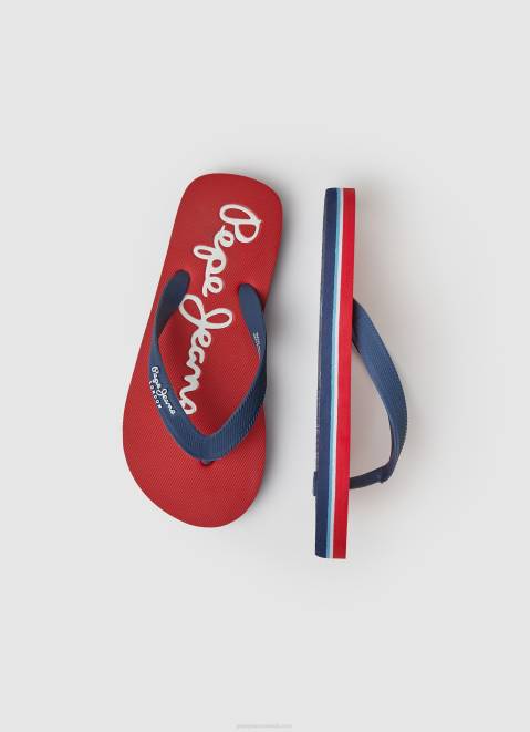 Pepe Jeans Bay Beach Basic Beach Flip Flops Boy Red Z22X1556