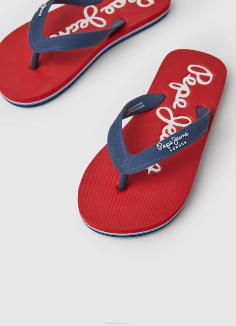 Pepe Jeans Bay Beach Basic Beach Flip Flops Boy Red Z22X1556