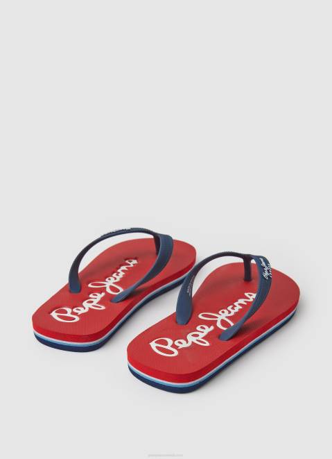 Pepe Jeans Bay Beach Basic Beach Flip Flops Boy Red Z22X1556