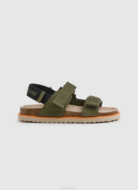 Pepe Jeans Berlin Saturday Anatomical Sandals Boy Khaki Green Z22X1551