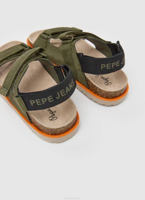 Pepe Jeans Berlin Saturday Anatomical Sandals Boy Khaki Green Z22X1551