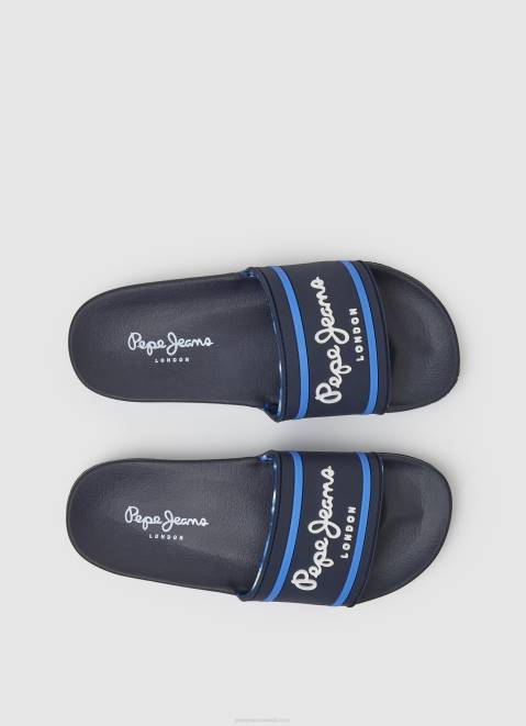 Pepe Jeans Slider Logo Beach Flip Flops Boy Navy Z22X1552
