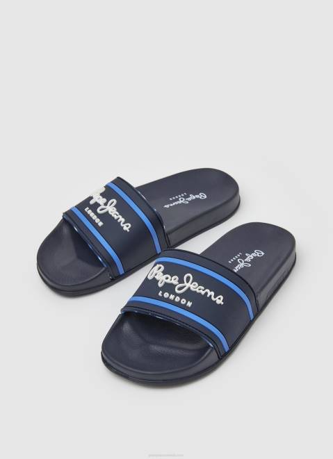 Pepe Jeans Slider Logo Beach Flip Flops Boy Navy Z22X1552