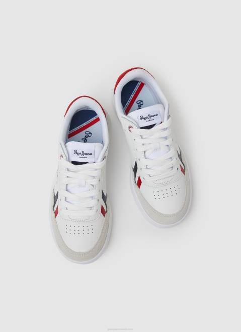 Pepe Jeans Player Britt Leather Sneakers Boy White Z22X1525