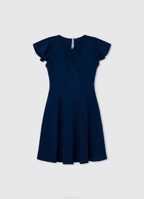 Pepe Jeans Crepe Dress With Crossed Neckline Girl Ocean Z22X1373